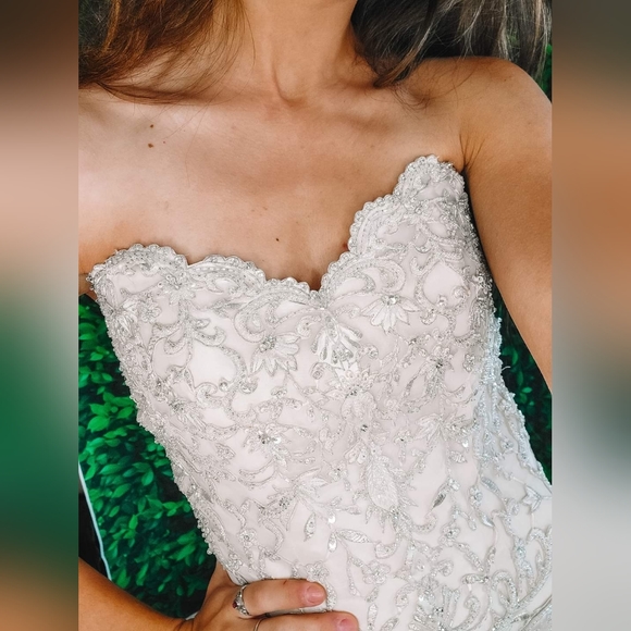 Cream colored Wedding/ pageant gown size 0/2 with custom embellishments - Picture 2 of 4